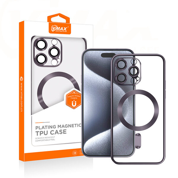 VMax - Electroplating Mag TPU Case for iPhone 15 Pro Max - Θήκη Προστασίας iPhone 15 Pro Max σε μωβ χρώμα - Image 1