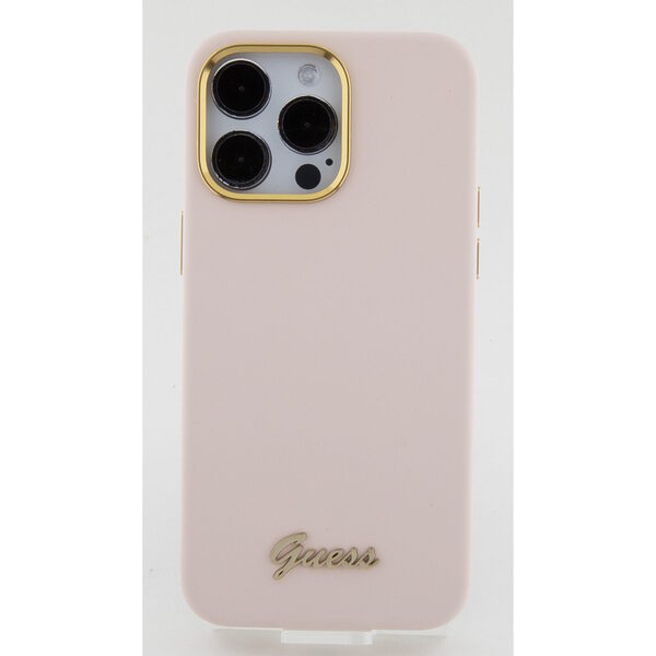 Guess “Vintage Script Gold Logo Collection” Σκληρή Θήκη προστασίας από σιλικόνη – Apple iPhone 15 Pro (Ροζ  – GUHCP15LSMBSLP) - Image 1