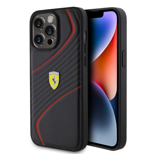 Ferrari Twist Metal Logo Hard Case Θήκη προστασίας από δερματίνη – iPhone 15 Pro Max (Black – FEHCP15XPTWK) - Image 1