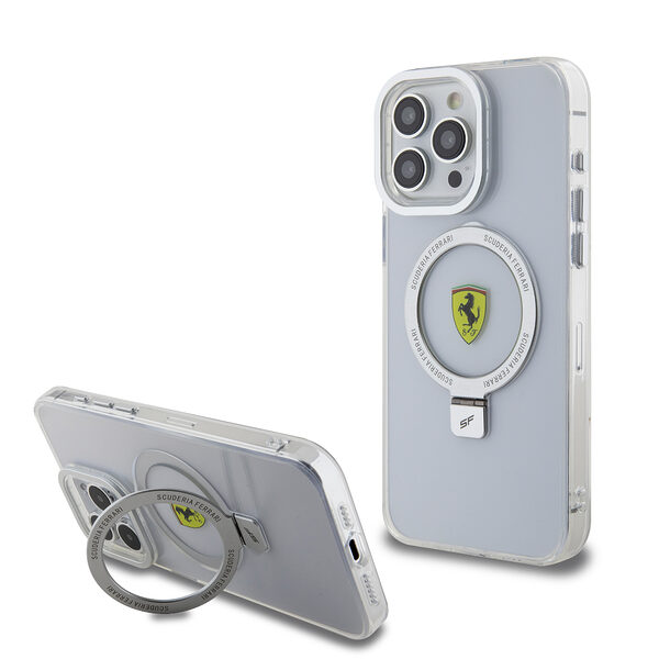 Ferrari Magsafe Ringstand Case – Θήκη προστασίας από σκληρό πλαστικό για iPhone 15 Pro Max (Silver – FEHMP15XUSCAS) - Image 1