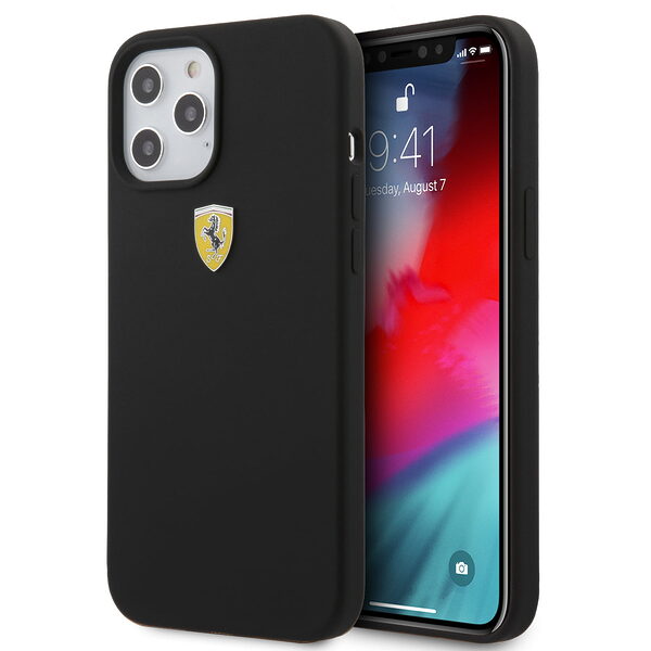 Ferrari "On Track" Liquid Silicone Case Θήκη προστασίας – iPhone 12 Pro Max (Μαύρη/3D Logo) - Image 1