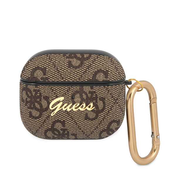 Guess Script Metal Logo Collection Θήκη προστασίας από δερματίνη για Apple Airpods 3 (Καφε) - Image 1