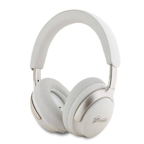 Guess Metal Script Logo Bluetooth ANC/ENC Headphones (Beige - GUBHC22PSFCSME) - Image 1