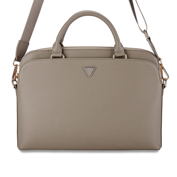 Guess Grained Triangle Logo Computer Bag 15"-16" (Brown - GUCB15PGTSPSW) - Image 1