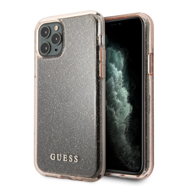 Guess "Glitter Collection" Θήκη προστασίας από σιλικόνη – iPhone 11 Pro (Clear/Glitter Pink) - Image 1
