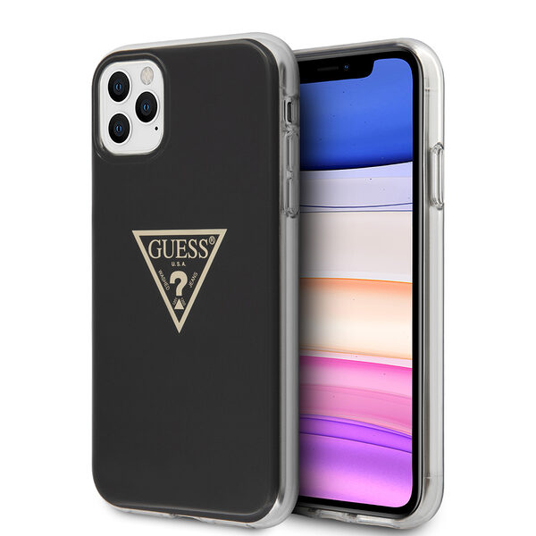 Guess “Metallic Triangle Glitter Logo Collection” Θήκη προστασίας από σιλικόνη – iPhone 11 Pro Max (Black – GUHCN65PCUMPTBK) - Image 1