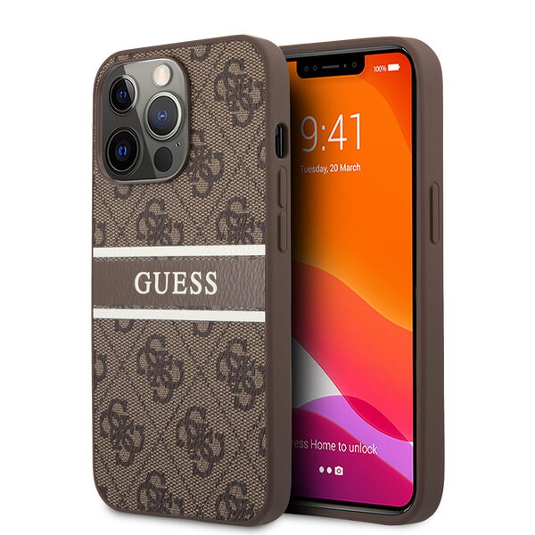 Guess "4G Logo Collection" Printed Stripe Θήκη προστασίας από δερματίνη – iPhone 13 Pro (Καφέ) - Image 1