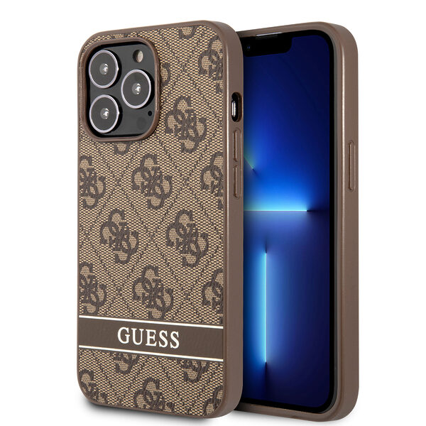 Guess "4G Logo Collection" Printed Stripe Θήκη προστασίας από δερματίνη – iPhone 13 Pro (Καφέ) - Image 1