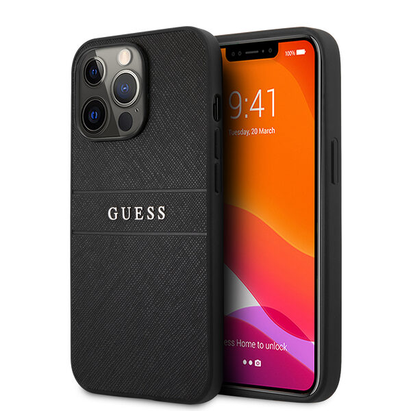 Guess Saffiano Hard Case Θήκη προστασίας από δερματίνη – iPhone 13 Pro (Μαύρο) - Image 1
