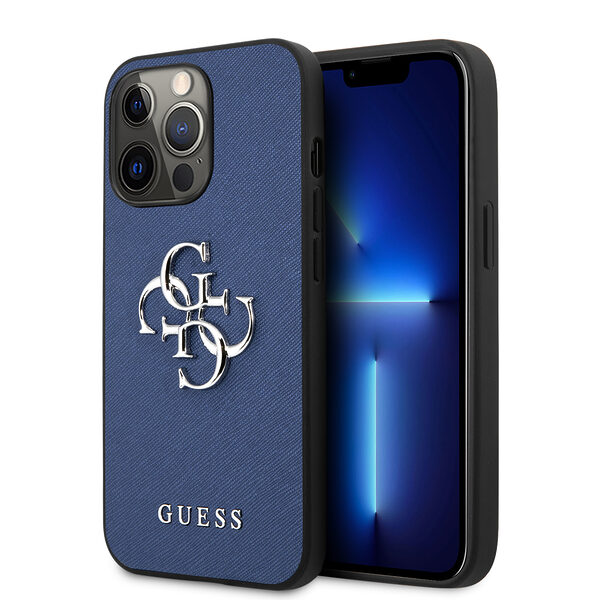 Guess “4G Logo Collection” Hard Case PU Leather Θήκη προστασίας από δερματίνη – iPhone 13 Pro (Μπλε) - Image 1