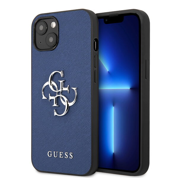 Guess “4G Logo Collection” Hard Case PU Leather Θήκη προστασίας από δερματίνη – iPhone 13 (Μπλε) - Image 1