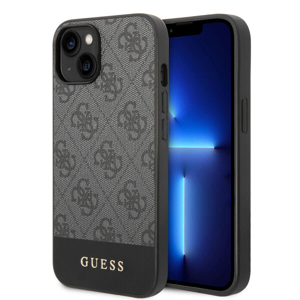 Guess "4G Logo Collection" Printed Stripe Θήκη προστασίας από δερματίνη – iPhone 14 Plus (Γκρι) - Image 1