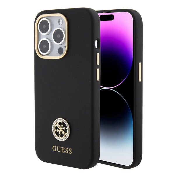 Guess "4G Strass Logo Collection" Case Θήκη προστασίας από σιλικόνη – iPhone 15 Pro (Black – GUHCP15LM4DGPK) - Image 1
