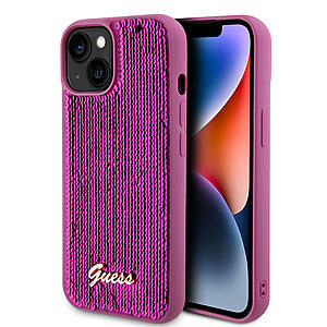Guess "Sequin Script Metal" Hard Case iPhone 15 (Fuchsia – GUHCP15SPSFDGSF)