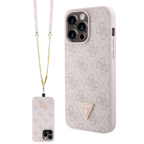 Guess "4G Metal Logo Strass Collection" Crossbody Case Θήκη προστασίας από δερματίνη με λουράκι – iPhone 15 Pro Max (Ροζ – GUHCP15XP4TDSCPP) - Image 1