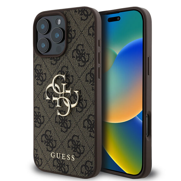Guess “4G Logo Collection” Hard Case PU Case Θήκη προστασίας από δερματίνη – iPhone 16 Pro (Καφέ – GUHCP16L4GMGBR) - Image 1