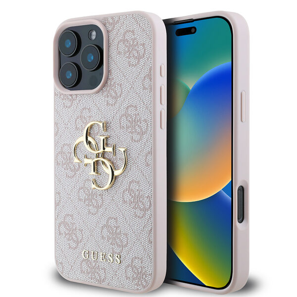 Guess “4G Logo Collection” Hard Case PU Case Θήκη προστασίας από δερματίνη – iPhone 16 Pro (Ροζ – GUHCP16L4GMGPI) - Image 1