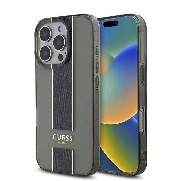 Guess Translucent IML 4G Middlestripe Case Θήκη προστασίας από σιλικόνη – iPhone 16 Pro (Μαύρο – GUHCP16LHS4PPK) - Image 1