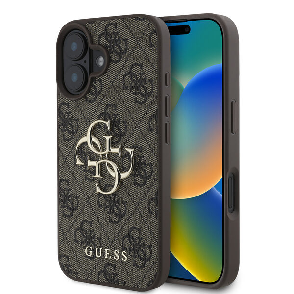 Guess “4G Logo Collection” Hard Case PU Case Θήκη προστασίας από δερματίνη – iPhone 16 (Καφε – GUHCP16S4GMGBR) - Image 1