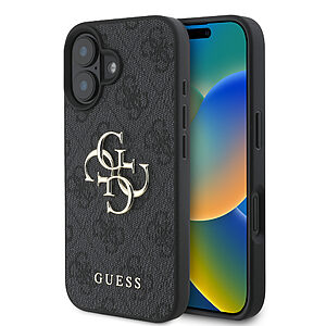 Guess “4G Logo Collection” Hard Case PU Case Θήκη προστασίας από δερματίνη – iPhone 16 (Μαύρο – GUHCP16S4GMGGR)