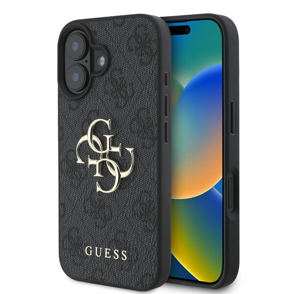 Guess “4G Logo Collection” Hard Case PU Case Θήκη προστασίας από δερματίνη – iPhone 16 (Μαύρο – GUHCP16S4GMGGR) - Image 1