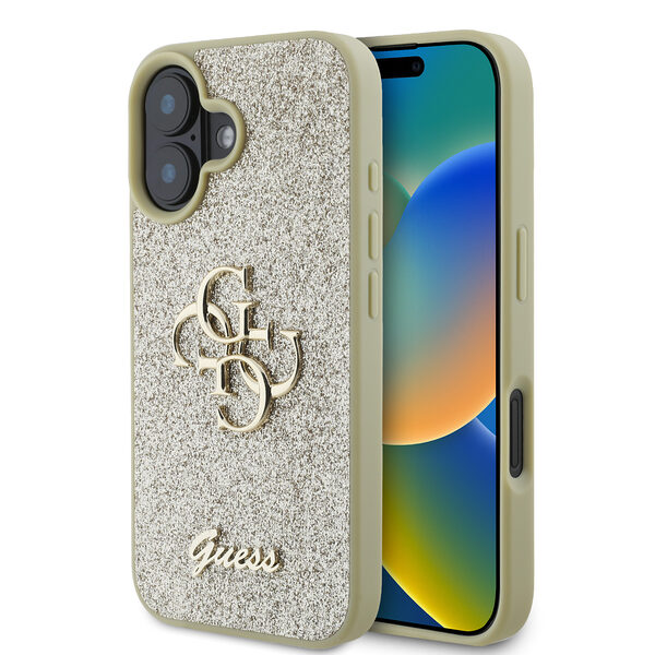 Guess Fixed Glitter Big 4G Logo Case Θήκη προστασίας από σιλικόνη – iPhone 16 (Χρυσό – GUHCP16SHG4SGD) - Image 1