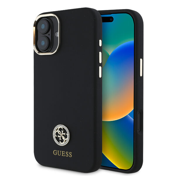 Guess “4G Metal Logo Strass Collection” Case Θήκη προστασίας από σιλικόνη – iPhone 16 (Μαύρο – GUHCP16SM4DGPK) - Image 1