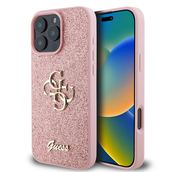 Guess Fixed Glitter Big 4G Logo Case Θήκη προστασίας από σιλικόνη – iPhone 16 Pro Max (Ροζ – GUHCP16XHG4SGP) - Image 1