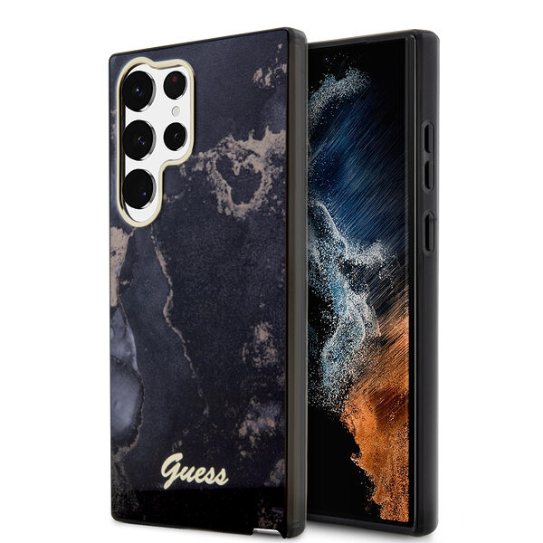 Guess “4G Logo Collection” Hardcase Golden Marble Collection – Samsung Galaxy S23 Ultra S918 (Μαυρο) - Image 1
