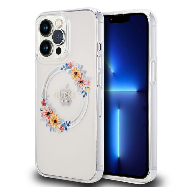 Guess “Flowers Wreath Collection” MagSafe Hard Case Θήκη προστασίας από σκληρό πλαστικό – iPhone 13 Pro (Διάφανο – GUHMP13LHFWFCT) - Image 1