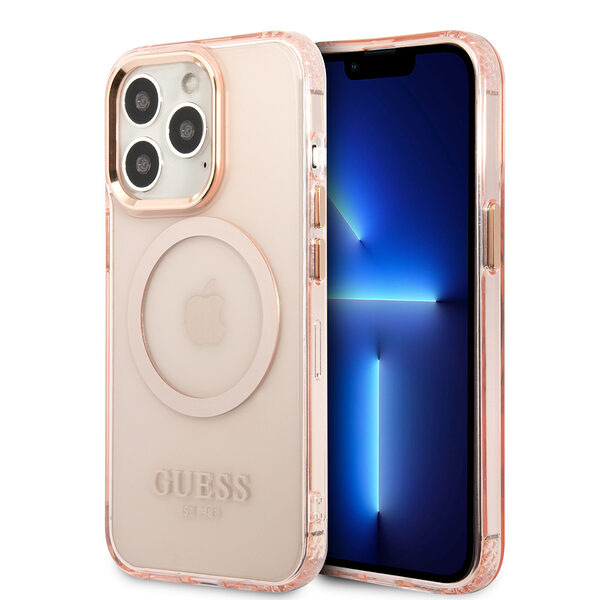 Guess Translucent MagSafe Compatible Back Cover Διάφανη Θήκη προστασίας συμβατή με MagSafe – Apple iPhone 13 Pro (Ροζ) - Image 1