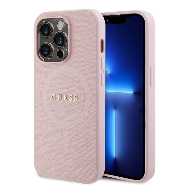 Guess Saffiano Hard Case Θήκη προστασίας από δερματίνη – iPhone 13 Pro (Ροζ – GUHMP13LPSAHMCP) - Image 1