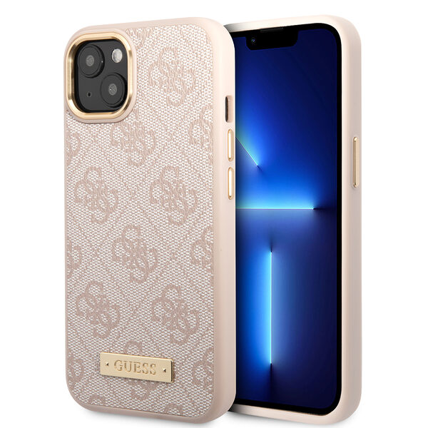 Guess “4G + Plate Logo Collection” Θήκη προστασίας για iPhone 14 Plus (Ροζ – GUHMP14MU4GPRP) - Image 1