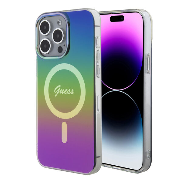 Guess Iridescent Magsafe Case Πολύχρωμη θήκη προστασίας από σκληρό πλαστικό – iPhone 15 Pro (Rainbow Black – GUHMP15LHITSK) - Image 1