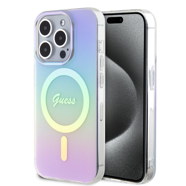 Guess Iridescent Magsafe Case Πολύχρωμη θήκη προστασίας από σκληρό πλαστικό – iPhone 15 Pro (Rainbow Purple – GUHMP15LHITSU) - Image 1