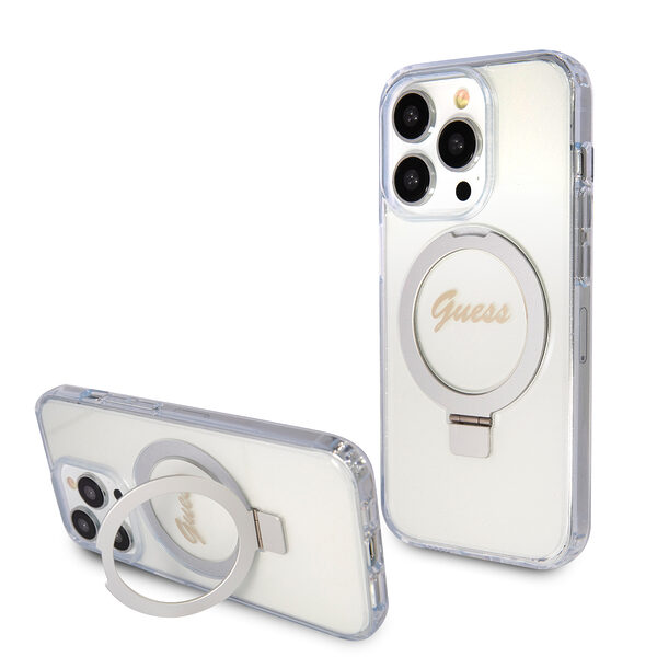 Guess MagSafe Ring Stand Glitter Hard Case Θήκη προστασίας από σιλικόνη – iPhone 15 Pro Max (Διάφανη – GUHMP15XHRSGSD) - Image 1