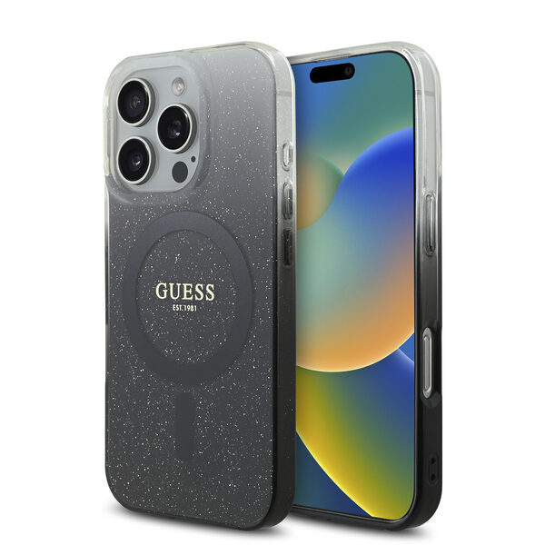 Guess Magsafe “Glitter Gradient” Hard Case Θήκη προστασίας από σκληρό πλαστικό – iPhone 16 Pro (Μαύρο – GUHMP16LHGRCELK) - Image 1