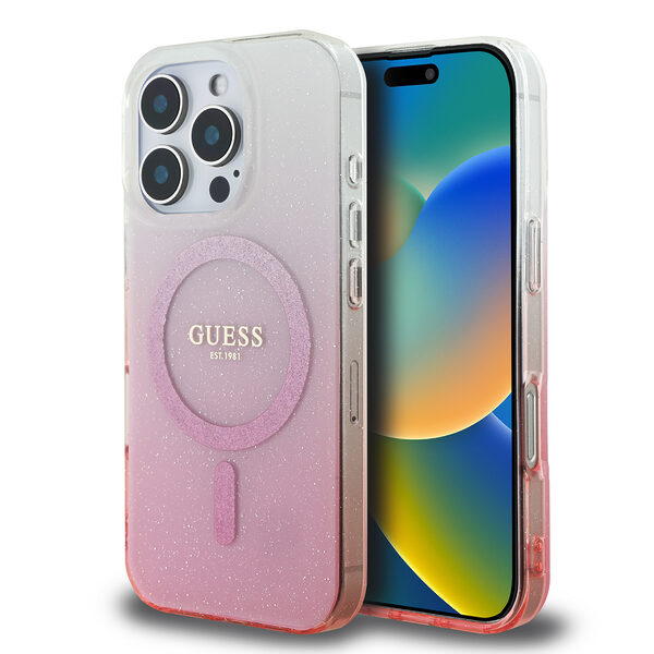 Guess Magsafe “Glitter Gradient” Hard Case Θήκη προστασίας από σκληρό πλαστικό – iPhone 16 Pro (Ροζ – GUHMP16LHGRCELP) - Image 1