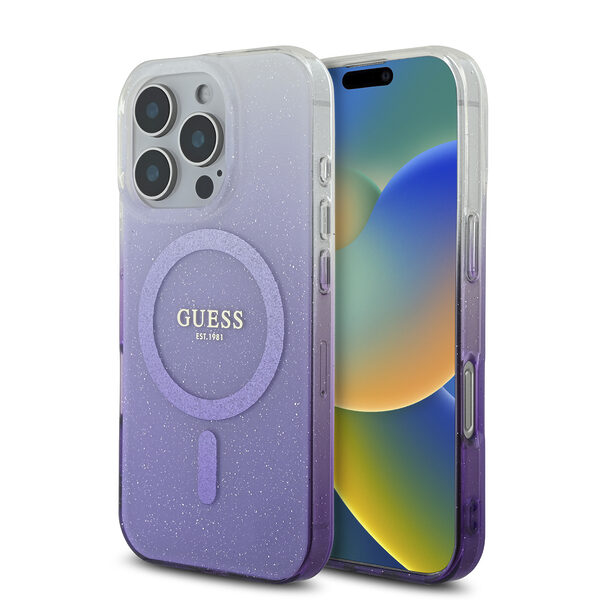 Guess Magsafe “Glitter Gradient” Hard Case Θήκη προστασίας από σκληρό πλαστικό – iPhone 16 Pro (Μωβ – GUHMP16LHGRCELU) - Image 1
