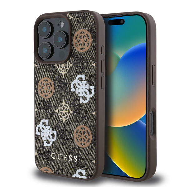 Guess Magsafe “Peony on 4G Background Collection” Hard Case Θήκη προστασίας από σκληρό πλαστικό – iPhone 16 Pro (Καφέ  – GUHMP16LP4PWPW) - Image 1