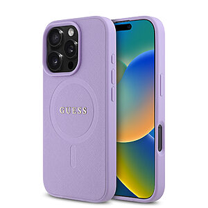 Guess Magsafe “Saffiano Collection" Hard Case Θήκη προστασίας από δερματίνη – iPhone 16 Pro (Μωβ – GUHMP16LPSAHMCU)
