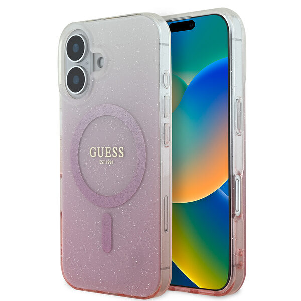Guess Magsafe “Glitter Gradient” Hard Case Θήκη προστασίας από σκληρό πλαστικό – iPhone 16 (Ροζ – GUHMP16SHGRCELP) - Image 1