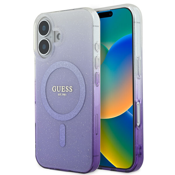 Guess Magsafe “Glitter Gradient” Hard Case Θήκη προστασίας από σκληρό πλαστικό – iPhone 16 (Μωβ – GUHMP16SHGRCELU) - Image 1