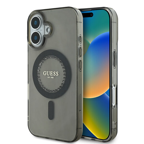 Guess Magsafe “Rhinestones” Hard Case Θήκη προστασίας από σκληρό πλαστικό – iPhone 16 (Μαύρο – GUHMP16SPFTDTEK) - Image 1