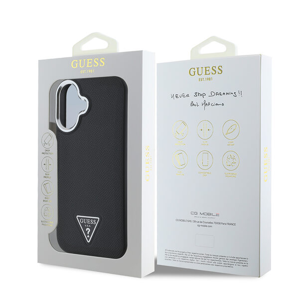 Guess Magsafe “Triangle Logo” Grained PU Case Θήκη προστασίας από δερματίνη – iPhone 16 (Μαύρο – GUHMP16SPGTSPSK) - Image 1
