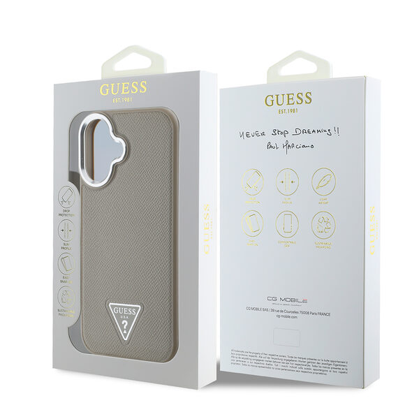 Guess Magsafe “Triangle Logo” Grained PU Case Θήκη προστασίας από δερματίνη – iPhone 16 (Καφέ – GUHMP16SPGTSPSW) - Image 1