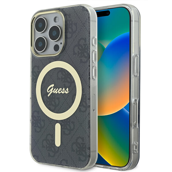 Guess Magsafe “4G Logο” Hard Case Ημιδιάφανη Θήκη προστασίας από σκληρό πλαστικό – iPhone 16 Pro Max (Διάφανο/Μαύρο – GUHMP16XH4STK) - Image 1