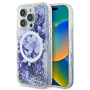 Guess Magsafe “Liquid Glitter Flower" Hard Case Θήκη προστασίας από σκληρό πλαστικό – iPhone 16 Max (Μωβ – GUHMP16XLFMWTU)