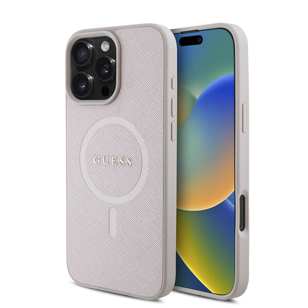 Guess Magsafe “Saffiano Collection" Hard Case Θήκη προστασίας από δερματίνη – iPhone 16 Pro Max (Ροζ – GUHMP16XPSAHMCP) - Image 1