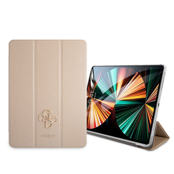 Guess 4G Logo Saffiano Collection Book Cover Θήκη κατάλληλη για Apple iPad Pro 2021 12,9" (Gold - GUIC12PUSASGO) - Image 1